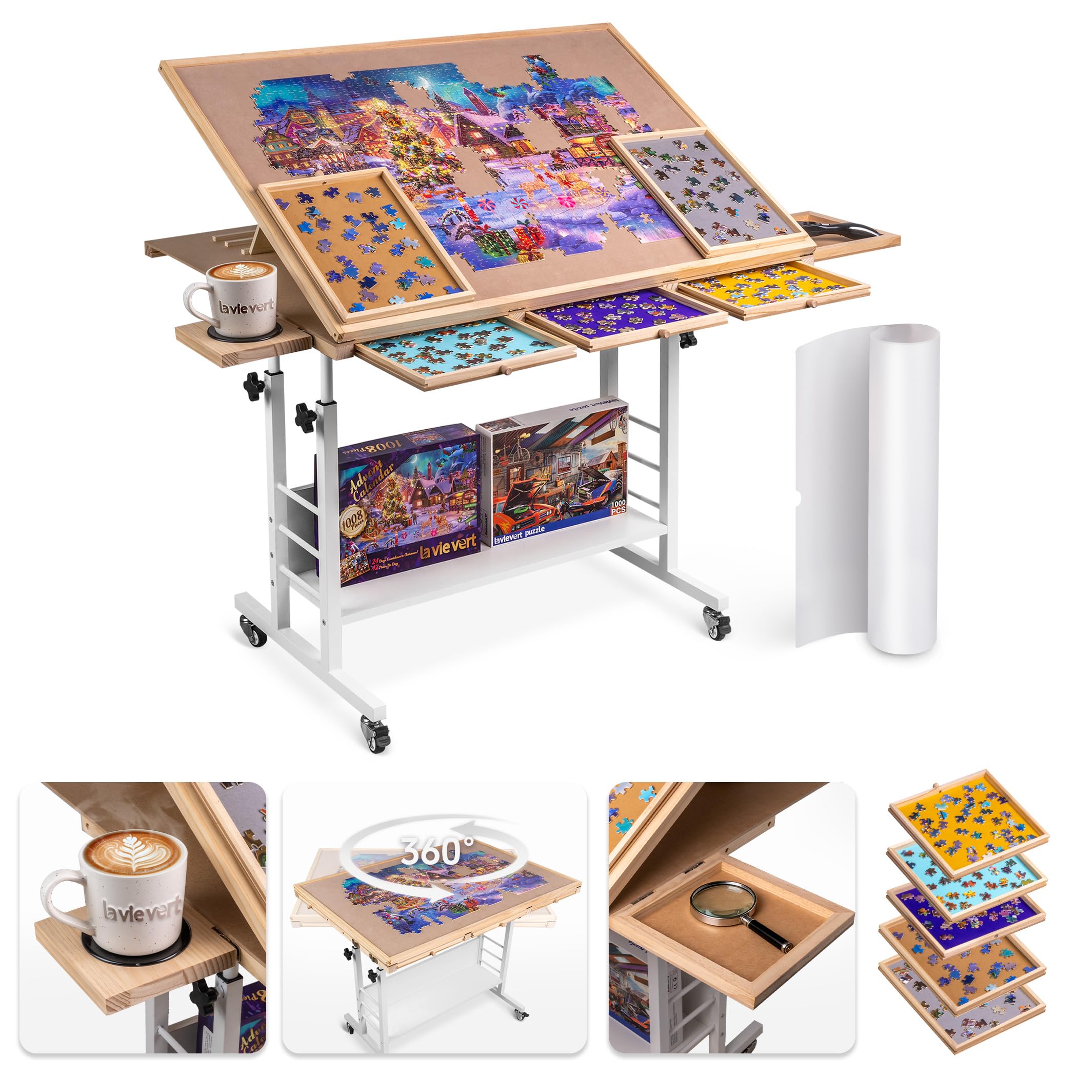 Amazon.com: LAVIEVERT 1500 Piece Tilting Puzzle Table with 5